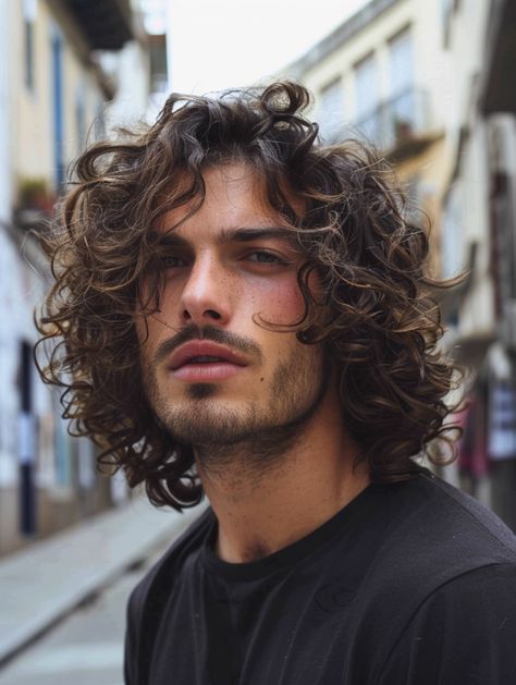 Oval Face Short Curly Hair, Men Perm Hairstyles Long Curly, Men Haircut Curly Hair Long, Messy Long Hair Men, Men’s Curly Hair Cuts Medium, Permed Hairstyles Men, Men’s Long Curly Hair, Men’s Long Curly Hair Styles, Men’s Curly Hair