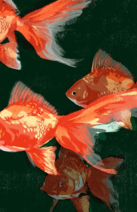 Goldfish Art Illustrations, Goldfish Art, Underwater Painting, Koi Art, Ap Art, Ethereal Art, Hand Art, Art Inspiration Drawing, Funky Art