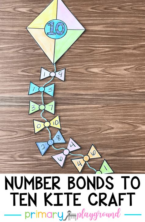 Number Bond Games, Kite Craft, Number Bond Activities, Craft Kindergarten, Math Art Projects, Math Craftivity, Number Bonds To 10, Kites Craft, Number Bond