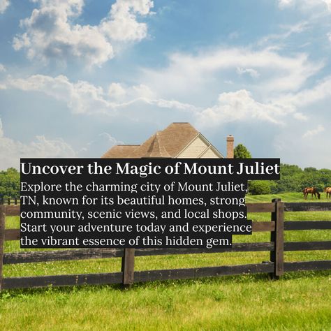 Have you explored the hidden gem of Tennessee real estate? Mount Juliet, TN is a charming city full of beautiful homes and a strong sense of community. From scenic views to local shops, there's something for everyone to enjoy in this vibrant area. Start your adventure today and uncover the magic of Mount Juliet, TN! Red Realty (615) 896-2733 www.RedRealty.com #MountJulietTN #TennesseeRealEstate #HiddenGem #Discover #Community #RedRealty Local Shops, Middle Tennessee, Shop Local, Hidden Gem, Scenic Views, Tennessee, Beautiful Homes, The Magic, For Everyone