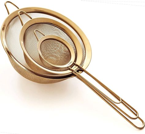 Proto Future Strainer Set Fine Mesh Gold Kitchen Accessories, First Apartment Essentials, Pasta Strainer, Kitchen Strainer, Food Strainer, Fine Mesh Strainer, Mesh Strainer, Gold Kitchen, Kitchen Design Trends