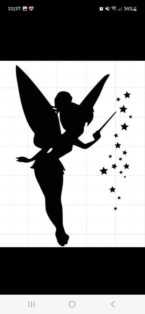 Tinkerbell Stencil, Tinkerbell Outline, Fairy Outline, Neverland Tattoo, Disney Characters Silhouettes, Terrace Decoration, Bolo Rapunzel, Disney Silhouette Art, Tinkerbell And Friends