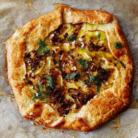 15 Galettes That Are Easier Than, Well, Pie | Bon Appétit Potato Galette, Leek And Potato, Pudding Chia, Leek Recipes, Creamed Leeks, Galette Recipe, Savory Tart, Savory Pie, Crust Recipe