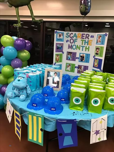 Monsters Inc Gift Bags, Monsters Inc Scarer Of The Month, 1st Birthday Monsters Inc Theme, Scarer Of The Month Monster Inc, Monsters 1st Birthday, Monsters Inc Birthday Party Balloons, Monsters Inc Games Party Ideas, Monsters Inc University Party, Monsters Ink 1st Birthday