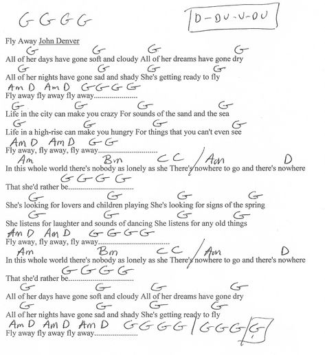 Fly Away (John Denver) Guitar Chord Chart Guitar Chord Chart, John Denver, Lyrics And Chords, Mountain High, Guitar Chords, Guitar Lessons, Rocky Mountain, Rocky, Denver