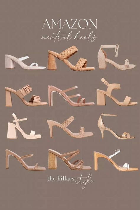 Block Heel Sandals Outfit, Spring Wedding Shoes, Block Heels Wedding, Heels Clear, Summer Sandals Heels, Heel Sandals Outfit, Nude Strappy Heels, Neutral Heels, Sandals Strappy