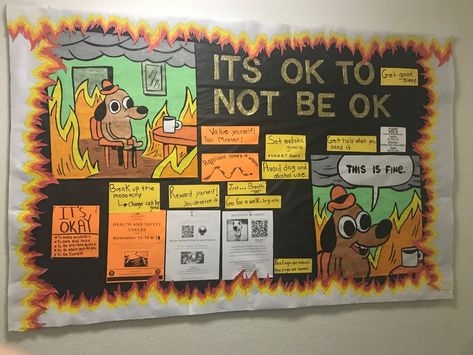 It’s Okay To Bulletin Board, Bulletin Board Work Offices, Leasing Office Bulletin Board, Health And Wellness Bulletin Boards College, Health Boards School, Burnout Bulletin Board, October Staff Bulletin Board, Rehab Bulletin Board Ideas, Work Bulletin Boards Hospital