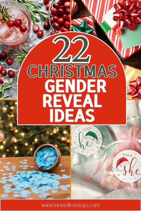 If you're planning a Christmas gender reveal, check out our list of 22 Christmas themed gender reveal ideas! Our list of gender reveal ideas will make your baby gender reveal extra special this holiday season. Perfect for those planning an in-person Christmas gender reveal or a baby gender reveal on social media. List includes Christmas gender reveal decorations, winter gender reveal ideas, Christmas baby announcement ideas, and more for your Christmas themed gender reveal. Gender Reveal Ornament Diy, Christmas Gender Reveal To Family, Gender Christmas Reveal, Christmas Gender Reveal Cake Ideas, Cute Ways To Announce Gender, Peter Pan Gender Reveal, Christmas Light Gender Reveal, Christmas Gender Reveal Ideas Families, Holiday Gender Reveal Christmas