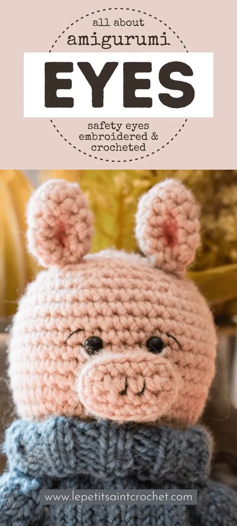 Eyes For Crocheted Animals, Amigurumi Eyes, Yarn Creations, Rose Crochet, Crochet Eyes, Little Cotton Rabbits, Embroidered Eyes, Animal Knitting Patterns, Crochet Animals Free Patterns