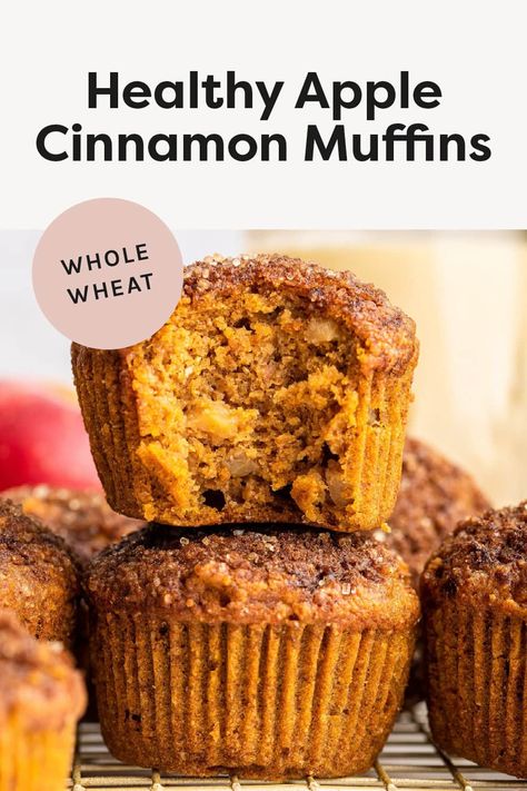 Healthy Apple Muffins Apple Flaxseed Muffins, Healthy Apple Baked Goods, Healthy Fall Muffin Recipes, Apple Puree Muffins, Healthy Apple Muffins With Fresh Apples, Sugarless Muffins, Healthy Muffins Clean Eating, Healthy Apple Snacks, Bisquit Recipes