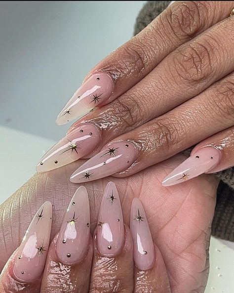 Warm Pink Nails, Nails With Stars, White French Nails, Uñas Ideas, Vintage Nails, Nail Stuff, Soft Nails, Gem Nails, Star Nails