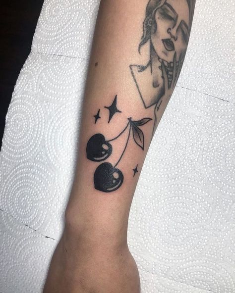 Small Zodiac Tattoos, Tattoos Silly, Silly Matching Tattoos, Aesthetic Tattoo Ideas, Feminine Shoulder Tattoos, Cherry Tattoo, Cherry Tattoos, 20 Aesthetic, Tattoo Themes