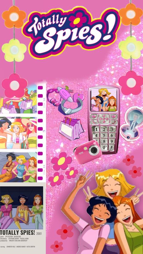 Y2k Totally Spies, Totally Spies Aesthetic Wallpaper, Totally Spies Wallpaper, 2000s Wallpaper Aesthetic, Totally Spies Aesthetic, Spies Aesthetic, 2000s Wallpaper, Spy Outfit, Spy Girl