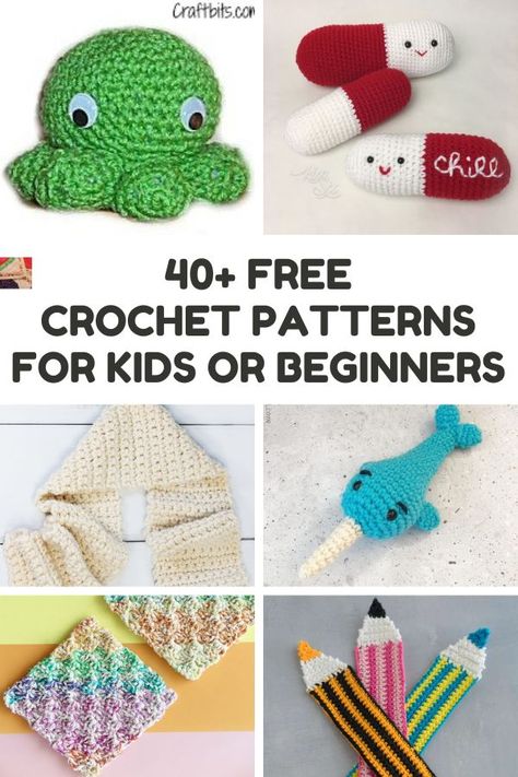 Browse this page for free crochet patterns for kids. These ideas for kids crochet will keep the young ones busy and off their electronics! Teach Kids To Crochet, Crochet Patterns For Kids To Make, Crochet Items For Kids, Easy Crochet Gifts For Kids, Easy Crochet For Kids, Crochet Ideas For Kids, Free Crochet Patterns For Kids, Crochet Patterns For Kids, Beginning Crochet