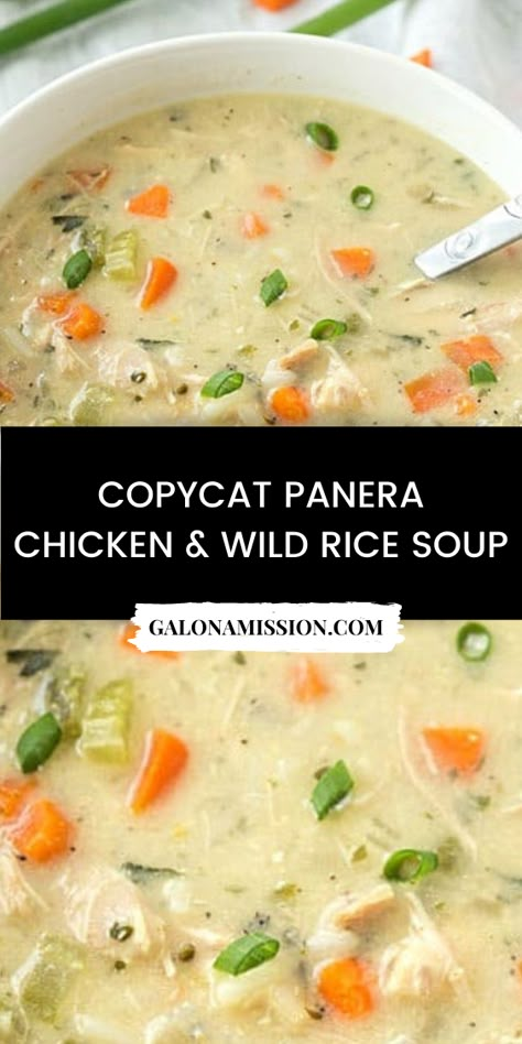 Panera Chicken Wild Rice Soup, Wild Rice Soup Crockpot, Rice Soup Crockpot, Panera Recipes, Chicken And Wild Rice Soup, Wild Rice Soup Recipes, Chicken Wild Rice, Copycat Panera, Chicken Wild Rice Soup