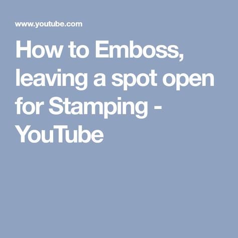 How to Emboss, leaving a spot open for Stamping - YouTube Lemon Wings, Stampin Up Tutorials, Embossing Ideas, Embossing Cards, Cooking Chicken Wings, Papercrafting Techniques, Cards Tutorial, Diy Embossing, Paper Craft Techniques