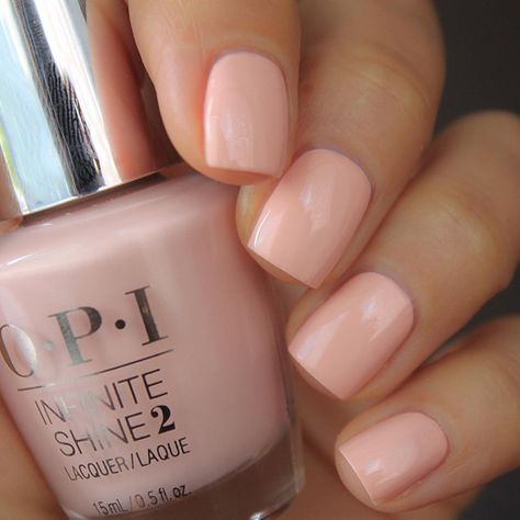 The 35 Prettiest Wedding Nail Colors  - love this OPI nail color - nude with a touch of peach Peachy White Nails, Bridesmaid Pedicure Colors, Opi Peach Colors Gel, Peach Wedding Nails For Bride, Nail Colors For Wedding Guest, Peach Bridal Nails, Peach Nail Color Gel, Data Peach Opi, Peach Nail Polish Colors