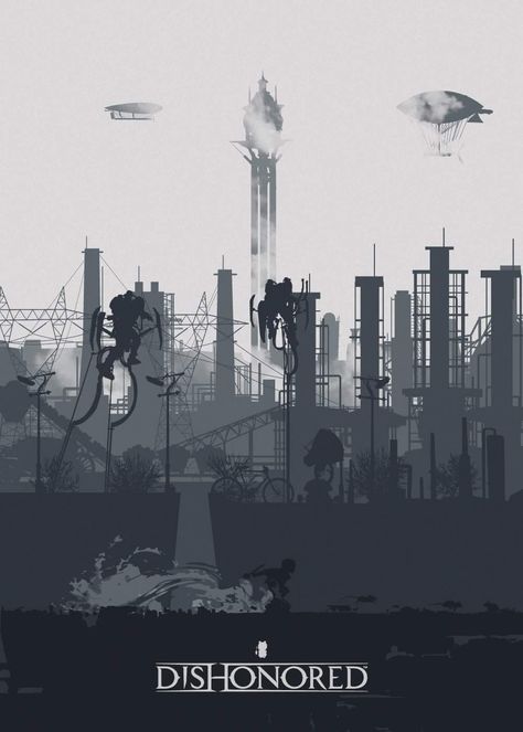 Gaming Posters, Dishonored, Video Game Art, Visual Design, Community Wall, Wall Photos, Seattle Skyline, Black Art, Game Art