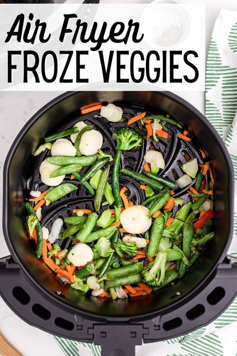 Learn how to make an easy and healthy side dish with this recipe for Air Fryer Frozen Stir-Fry Vegetables. Serve your tasty roasted veggies with almost any main dish. Airfryer Stir Fry, Air Fryer Stir Fry, Vegetables Air Fryer, Frozen Mixed Vegetable Recipes, Frozen Vegetable Recipes, Mix Vegetable Recipe, Recipe For Air Fryer, Air Flyer, Vegetable Stir Fry Recipe