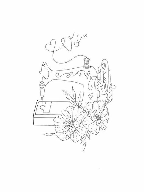 Quilting Tattoo, Needle And Thread Tattoo, Sewing Tattoo, Sewing Machine Tattoo, Sewing Machine Drawing, Sewing Tattoos, Chest Tattoo Ideas, Chest Hair, Embroidery Template