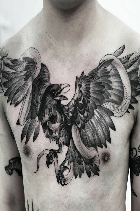 Body Tattoo Ideas, Tattoo Ideas Unique, Colorful Tattoos, Crow Tattoo, Raven Tattoo, Body Tattoo, Gorgeous Tattoos, I Graduated, Dark Art Tattoo