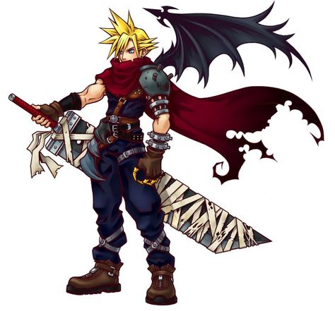 Cloud Kingdom Hearts, Cloud Strife Art, Final Fantasy Cloud Strife, Tetsuya Nomura, Kingdom Hearts Characters, Final Fantasy Cloud, Kingdom Hearts Art, Final Fantasy Artwork, Final Fantasy Vii Remake