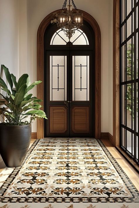 Make a statement with unique tile designs in your entryway for a memorable look. #StatementTiles #EntrywayDecor #BoldDesign Entrance Tiles Design, Entry Way Tile Ideas Front Door, Tile Entrance, Tiled Entryway, Entryway Tiles, Entryway Tile Floor, Tiled Foyer, Tile Foyer, Foyer Tile