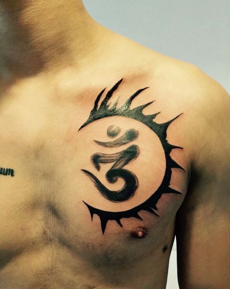 Om Symbol Tattoo, Meaningful Tattoos For Men, Hindu Tattoos, Trishul Tattoo Designs, Om Tattoo Design, Tattoo Design For Hand, Small Chest Tattoos, Inner Forearm Tattoo, Polynesian Tattoos