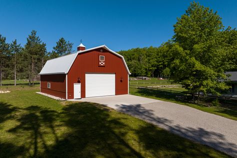 Hobby Garage, Equestrian Building, Post Frame Construction, Morton Building, Gambrel Roof, Storage Building, Pole Barns, Stone Siding, Overhead Door