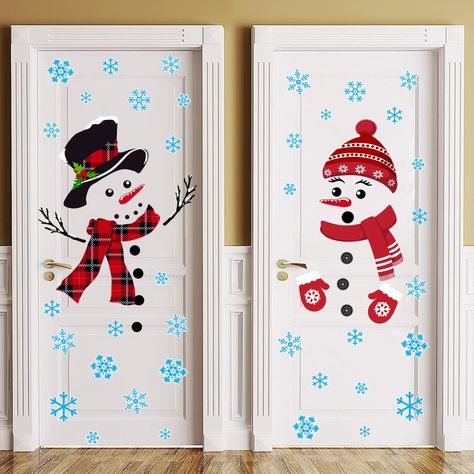 Christmas Diy Felt, Xmas Gifts For Kids, Christmas Classroom Door, Christmas Wall Stickers, Christmas Door Decoration, Snowman Door, Christmas Window Decorations, Diy Snowman, Christmas Classroom