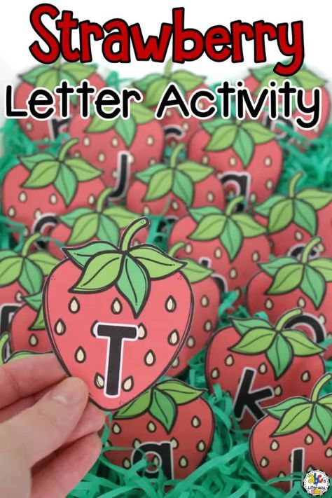 This Strawberry Letter Recognition Activity is a fun way for pre-readers to practice identifying lowercase and capital letters. Letter Recognition Preschool, Activity Sensory, Juice Shop, Literacy Activities Preschool, Alphabet Centers, Stacking Cups, Letter Recognition Activities, Preschool Alphabet, Abc Printables