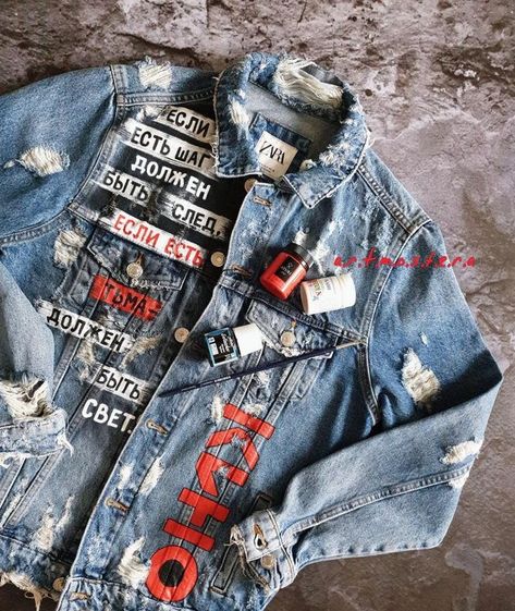 Custom painted denim jackets Custom Jeans Paint, Denim Jacket Diy Paint, Hand Painted Jacket, Jacket Hand Painted, Customised Denim Jacket, Denim Diy Clothes, Custom Jean Jacket, Diy Denim Jacket, Painted Clothes Diy