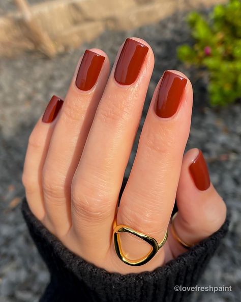 Cute Nails Square, Fall Nails Cute, Red Orange Nails, Nails Essie, Nail Care Diy, Color Terracota, Wine Nails, Graduation Nails, Fall Manicure