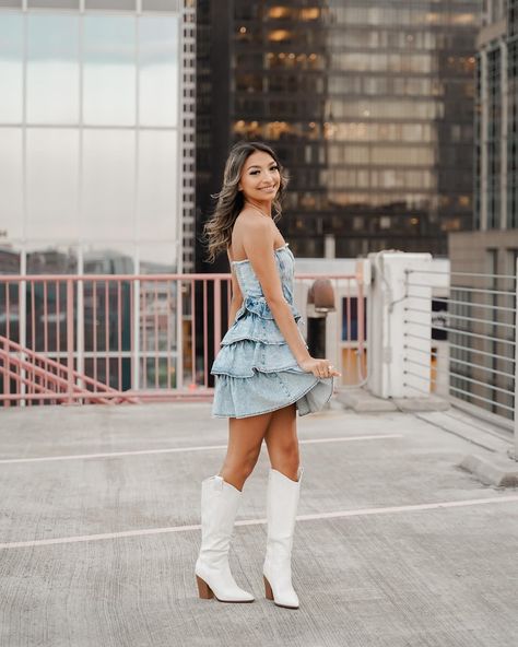 In the city 🏙️ with @leahrrios 🦋✨!!! Nashville Senior Pictures, Senior Picture Ideas Nashville, Senior Pictures Cowgirl Boots, White Dress Cowgirl Boots Senior Pictures, White Cowgirl Boots Photoshoot, Fall Photo Shoot Outfits, Photoshoot Themes, Senior Photoshoot, Fall Photoshoot