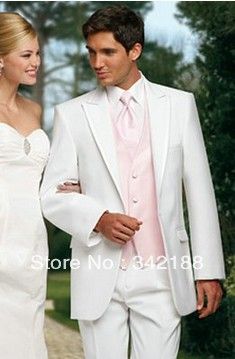 White Tuxedo Men, White Prom Suit, Pink Tux, White Jeans For Men, White Tuxedo Wedding, Pink Tuxedo, Tuxedo Colors, White Tux, Wedding Tux