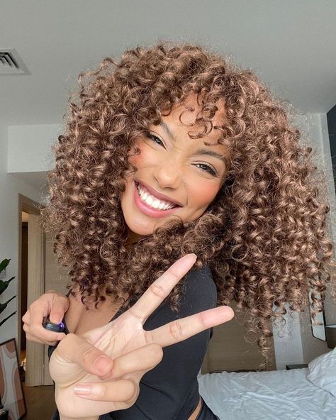 3c Curly Hair, Hair Lights, Hair Color For Brown Skin, Dyed Curly Hair, Highlights Curly Hair, Brown Curls, Honey Brown Hair, Brown Curly Hair, Brown Hair Inspo