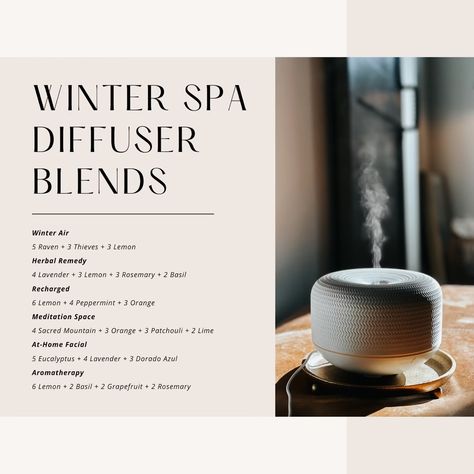 Winter Spa Diffuser Blends Spa Diffuser Blend, Spa Diffuser Blends, Winter Spa, Time To Rest, Winter Air, Diffuser Blend, Citrus Oil, Spa Inspiration, Young Living Oils