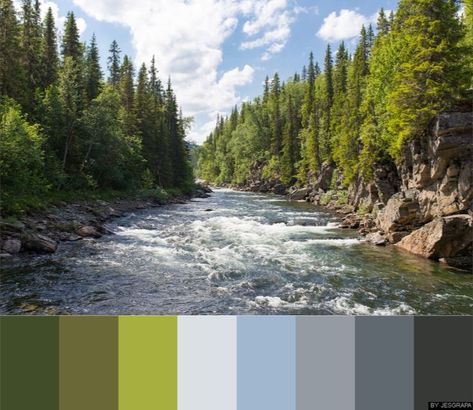 River Colour Palette, Woodland Textiles, Surf Ireland, River Color Palette, Coloring Combinations, Monster Inspiration, Paint Palettes, Nature Watercolor, Air Fire