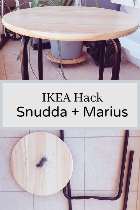 Learn how to make this easy Ikea table hack! #ikeahack #ikeatablehack #mariushack #ikeahackforhome #ikeastoolhack #zagadiy Ikea Table Hack, Apartment Upgrades, Lazy Susan Table, Ikea Instructions, Ikea Stool, Ikea Table, Diy Hack, Woodwork Projects, Ikea Hack Ideas