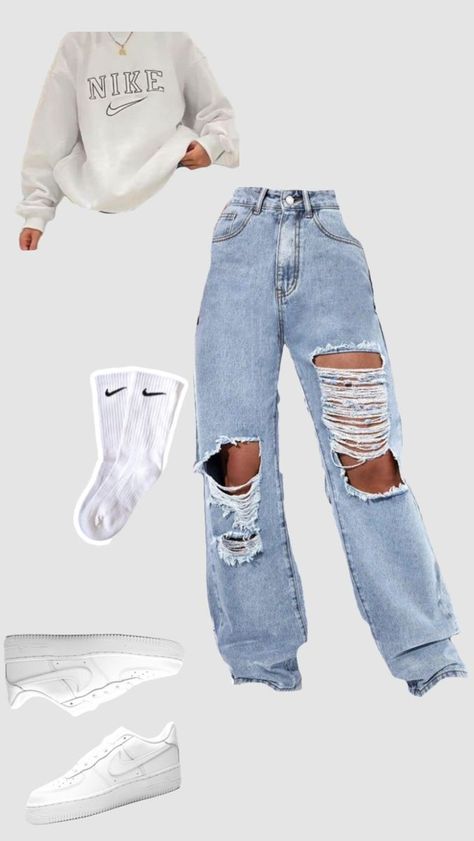 Asthetic Outfit For Teenage Girl, Cute Clothes For Teenagers, Outfits For Teenagers, Teen Outfit Ideas, Clothes Teen, Simple Outfits For School, A Outfit, Cute Nike Outfits