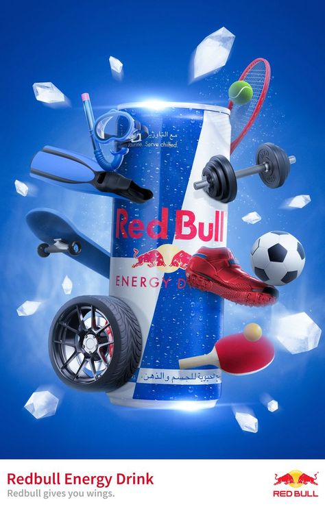 Redbull Poster, Red Bull Poster, Product Advertisement, Red Bul, Ui Design Trends, Energy Shots, Project Work, Grafic Design, Blender 3d