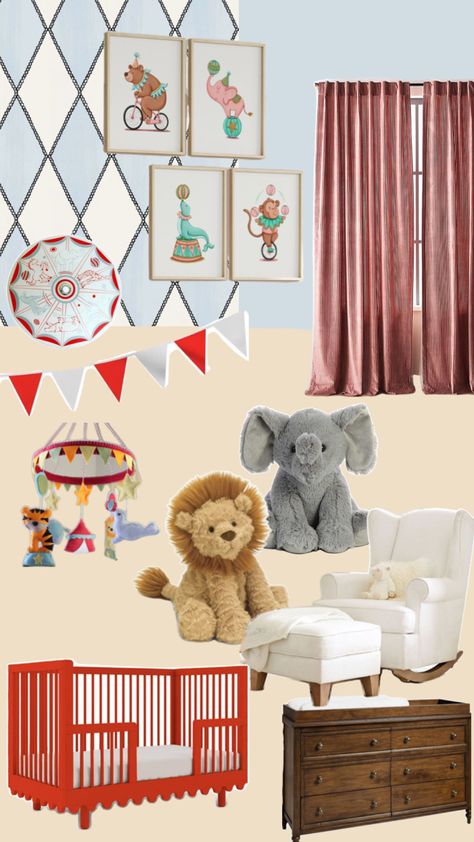 Circus themed Circus Nursery Theme, Circus Nursery, Boys Nursery, Retro Baby, Blue Nursery, Themed Nursery, Circus Theme, Baby Boy Nurseries, Nursery Themes