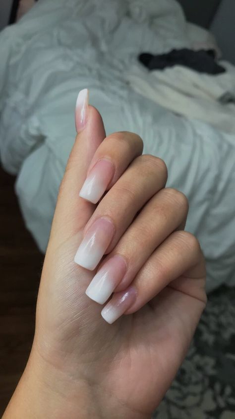 Ombré French acrylics square coffin gel French Ombré Nails Square, Ombre White Nails Square, Square Nails Ombre French, Ombré French Coffin, Square Ombré Nails, Wait Nails, Long Square Acrylic Nails White Ombre, Acrylics Square, Ombré French