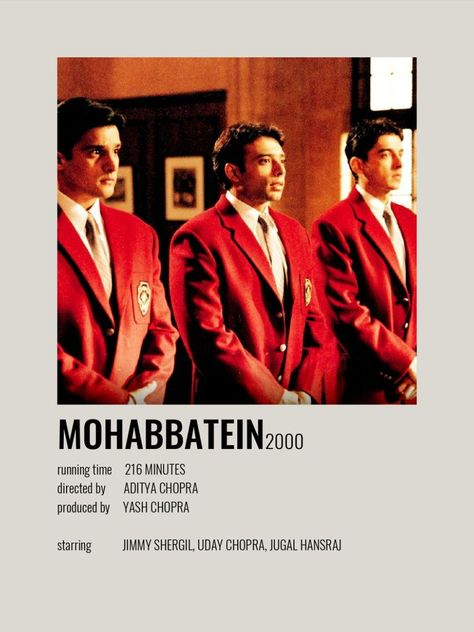 Mohabbatein Movie Songs, Mohabbatein Aesthetic, Mohabbatein Movie Outfits, Mohabbatein Movie Aesthetic, Bollywood Movies Poster, Indian Movie Aesthetic, Retro Bollywood Aesthetic, Bollywood Movies To Watch List, Iconic Bollywood Characters