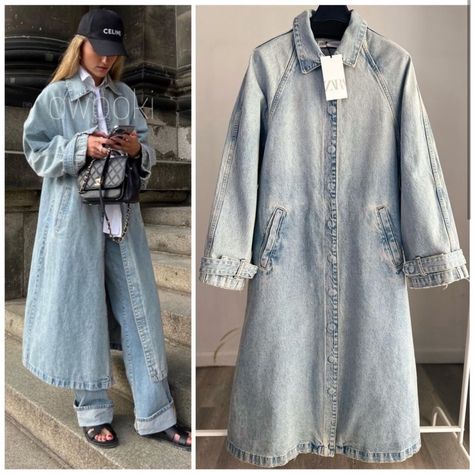 Amazing Denim Trench From Zara. Nwt. Never Worn. Xs/S But Fits Up To A Medium. Oversized. Sick Look For Spring. Open Trench Coat, Coat Outfit Casual, Plaid Trench Coat, Cropped Trench Coat, Long Denim Jacket, Tan Trench Coat, Short Trench Coat, Beige Trench Coat, Angela Davis