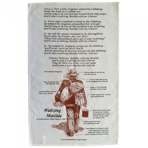 Waltzing Matilda Lyrics Tea Towel Matilda Lyrics, Waltzing Matilda, Coral Castle, Gum Trees, Mind Maps, Dangerous Games, Special Words, Wild Horses, Waltz