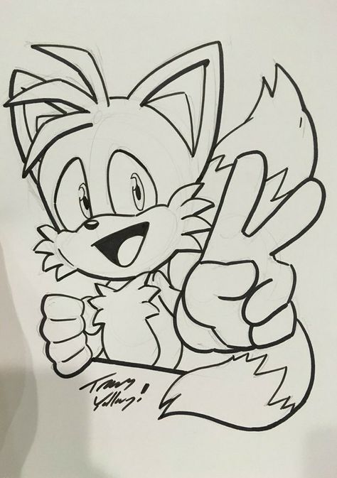 Miles "Tails" Power by Tracy Yardley Sonic And Tails Drawing, How To Draw Miles Tails Prower, Tails Sketch Sonic, How To Draw Tails, Prower Miles, Tails Drawing, Tails Miles Prower, Sonic Sketch, Miles Prower