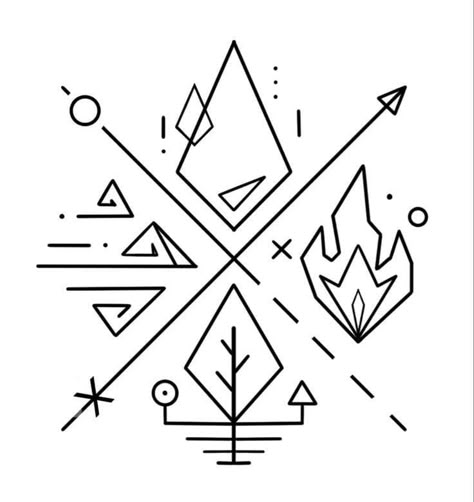 Elemental Tattoo Ideas, 4 Elements Tattoo Minimalist, 4 Elements Drawing, 4 Elements Tattoo, Elements Tattoo, Geometric Tattoo Design, The Human Experience, 4 Elements, Tattoo Style Drawings