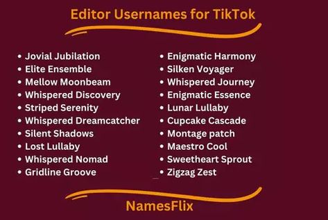 Editor Usernames for TikTok The Dreamers, The Creator