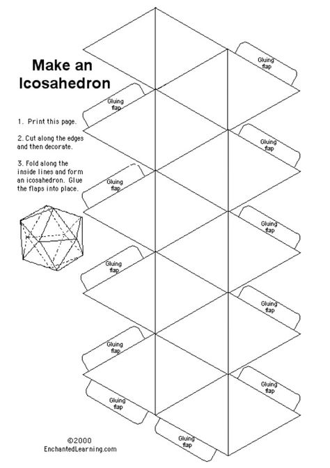 D20 Paper Template, Polyhedron Template, Icosahedron Template, Dodecahedron Template, Geometric Sphere, Origami And Kirigami, Math Art, How To Fold, Paper Art Craft